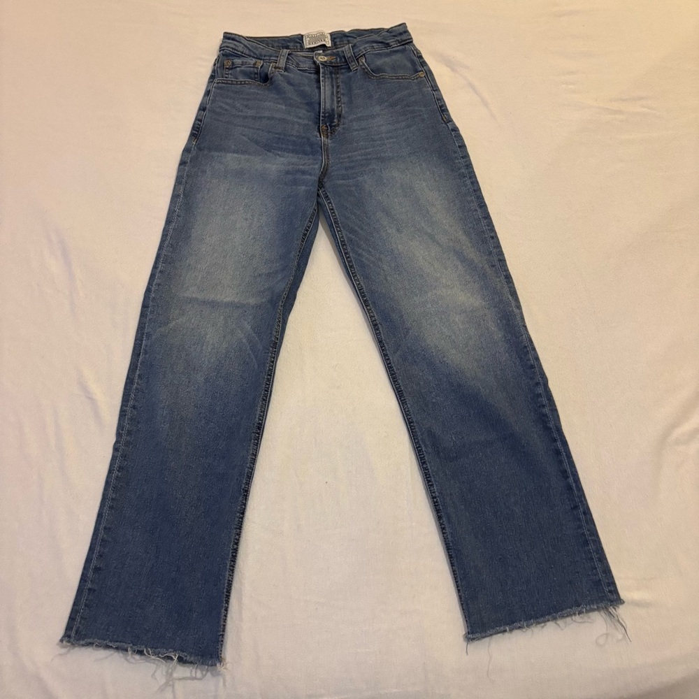 Jordache Heritage Heather Straight Leg Jeans. Med Wash Size 25 Frayed Hems Y2K